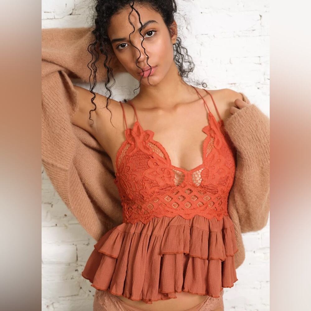 Intimately By Free People Tiered Lace Adella Cami in Winding Roads Size Medium